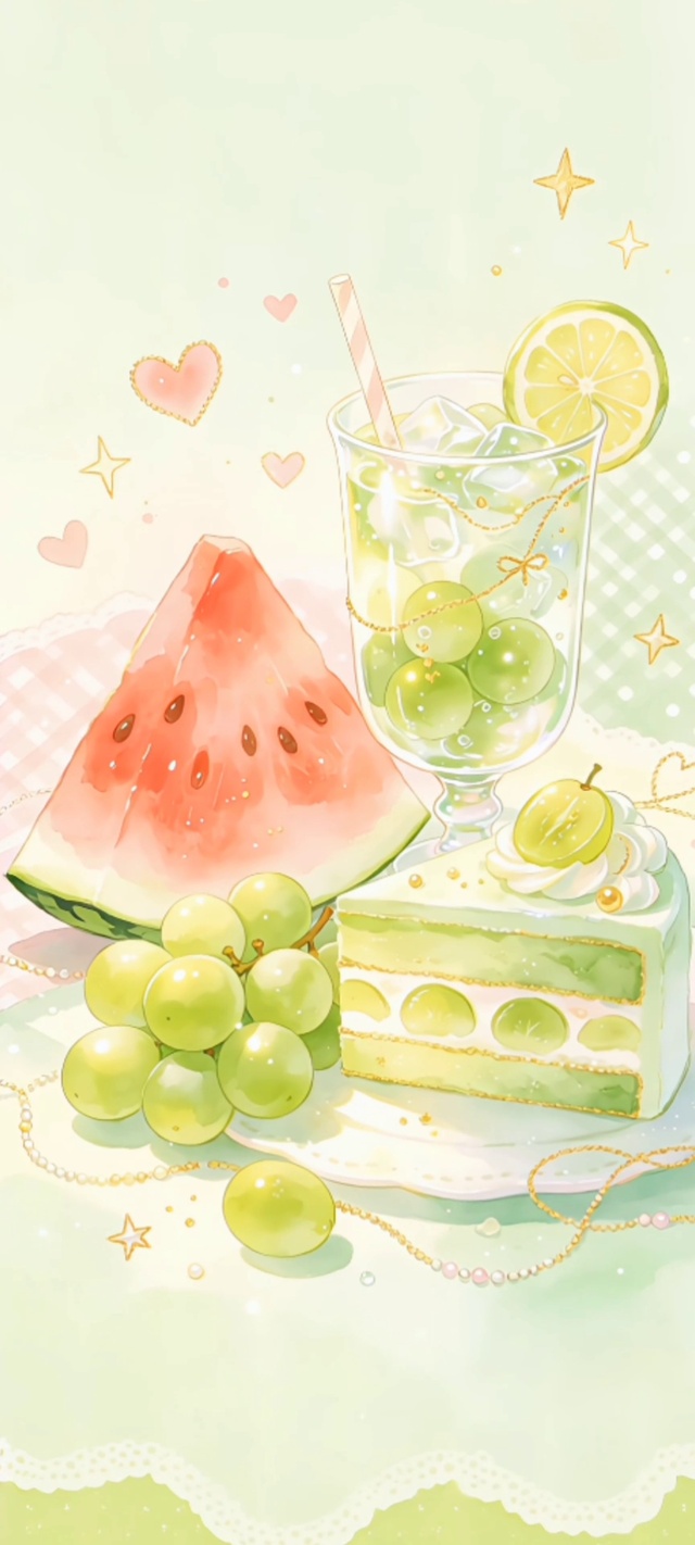 夏日小清新甜品西瓜青提