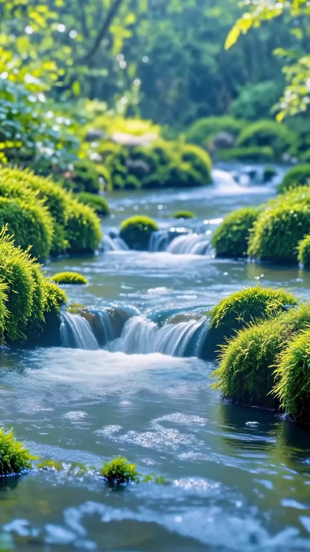 林间苔藓溪流