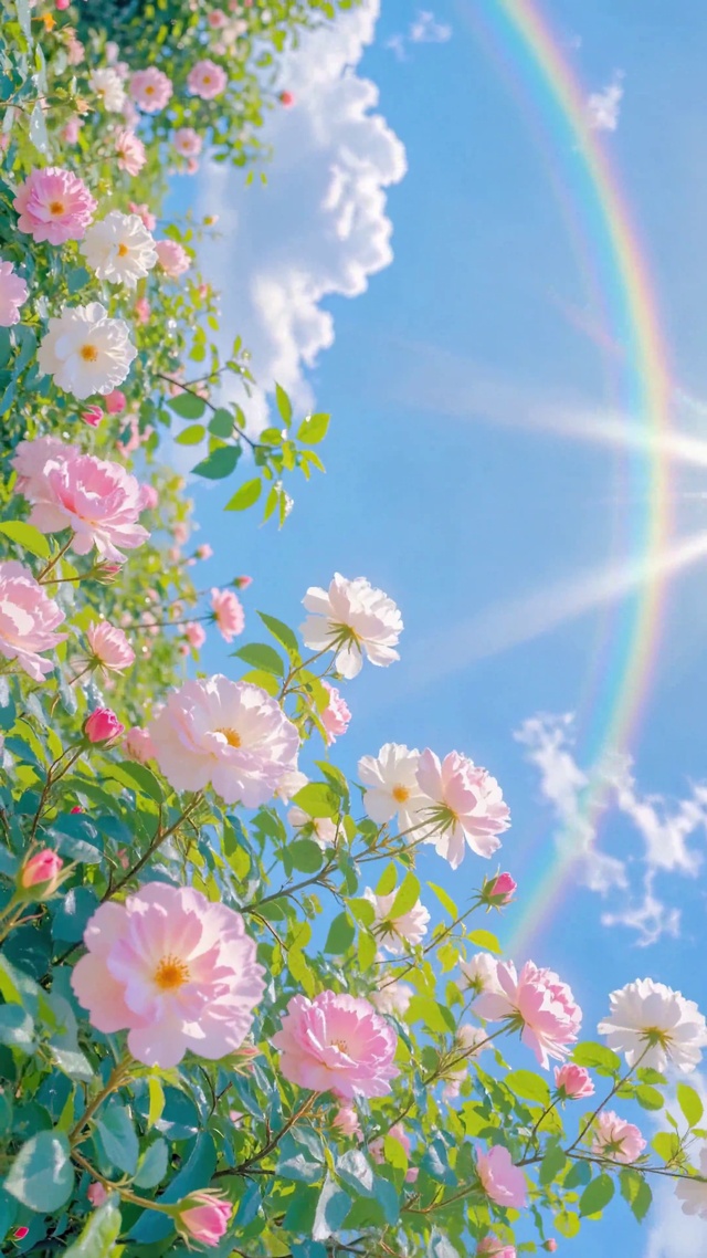治愈花海彩虹