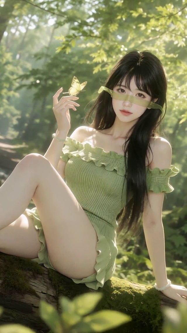 林间蝶舞少女