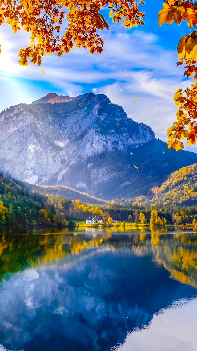 唯美秋色高山湖畔