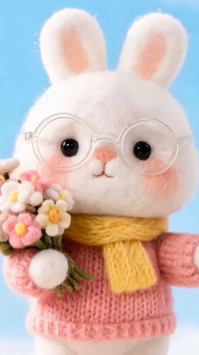 拿着鲜花兔子