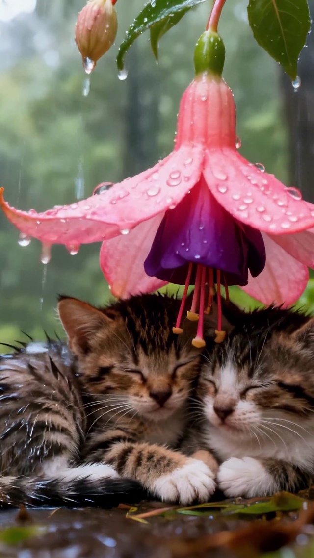 雨中花猫