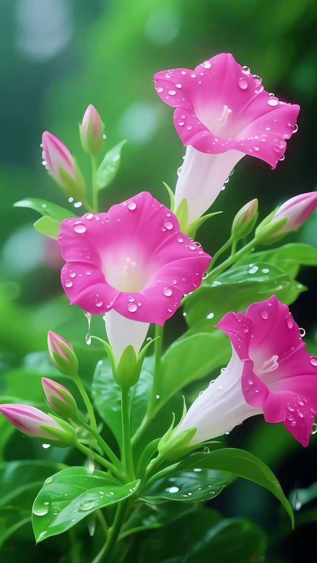 粉色的雨中花