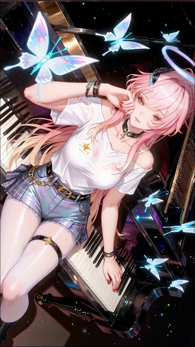 钢琴粉毛女孩爰弥斯