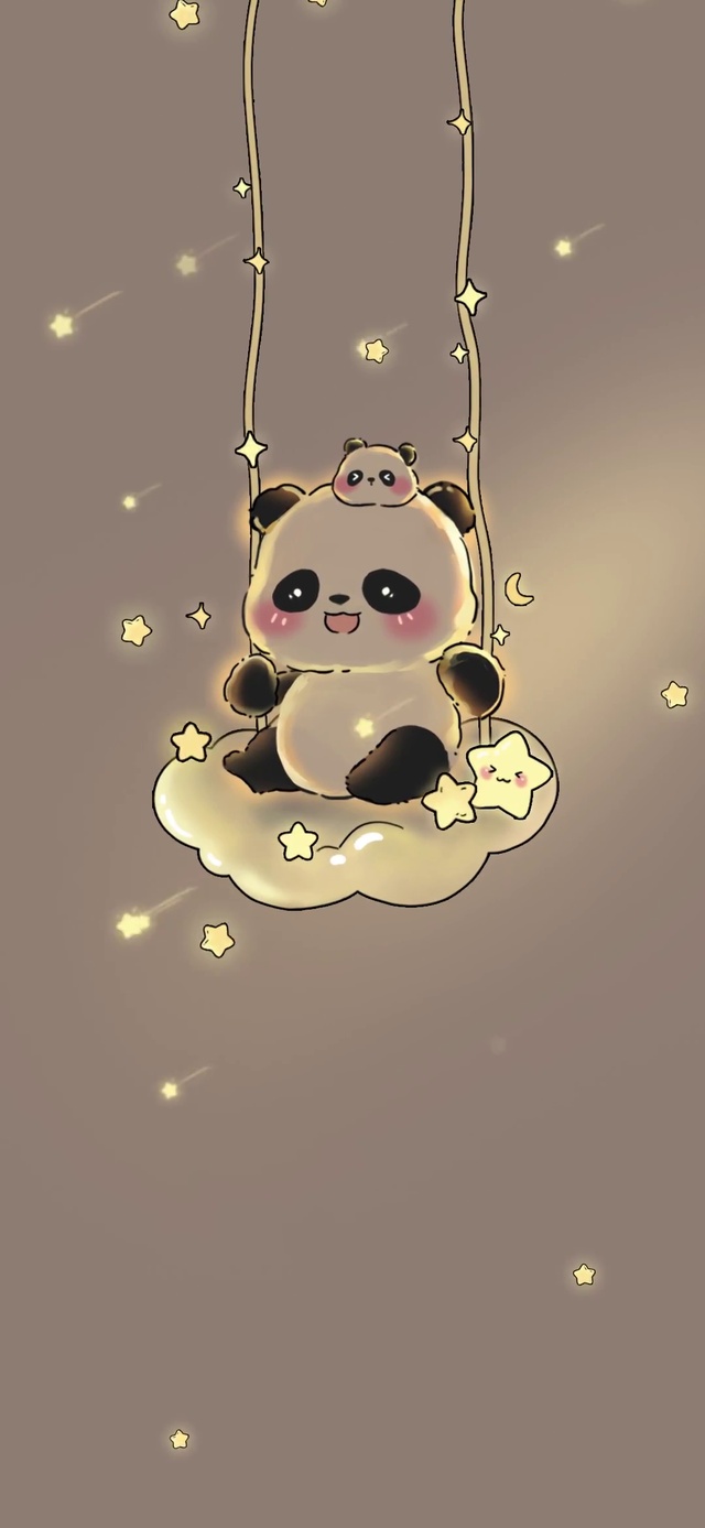 光影小熊猫荡秋千