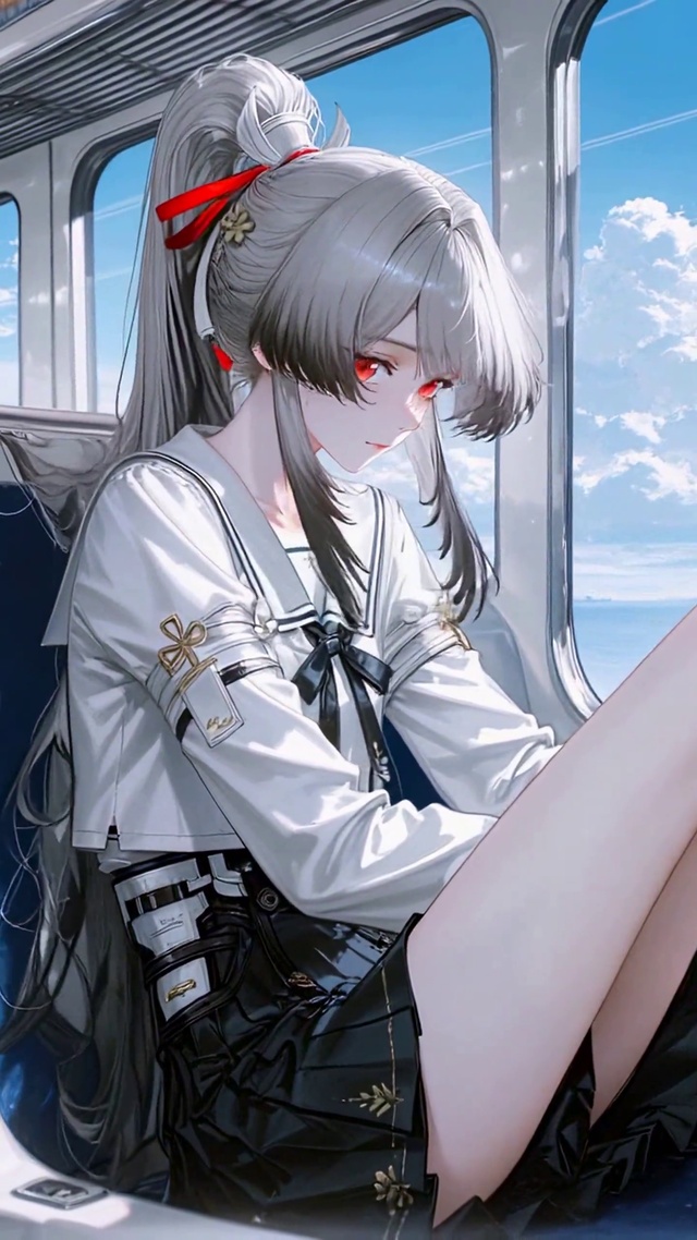列车窗边看海少女绯雪
