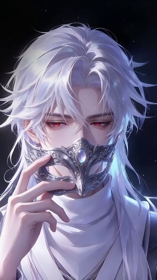 白发红瞳面具美少年