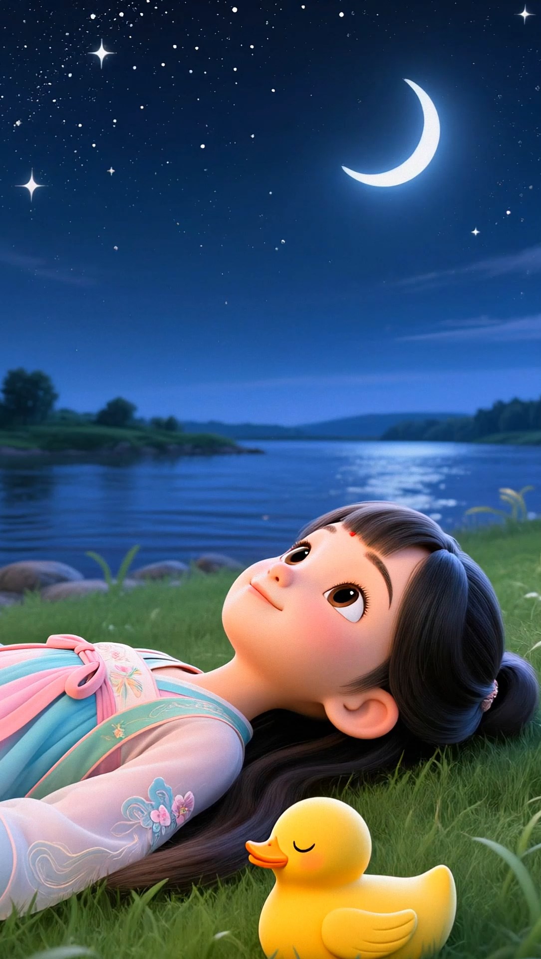 星空下的小女孩