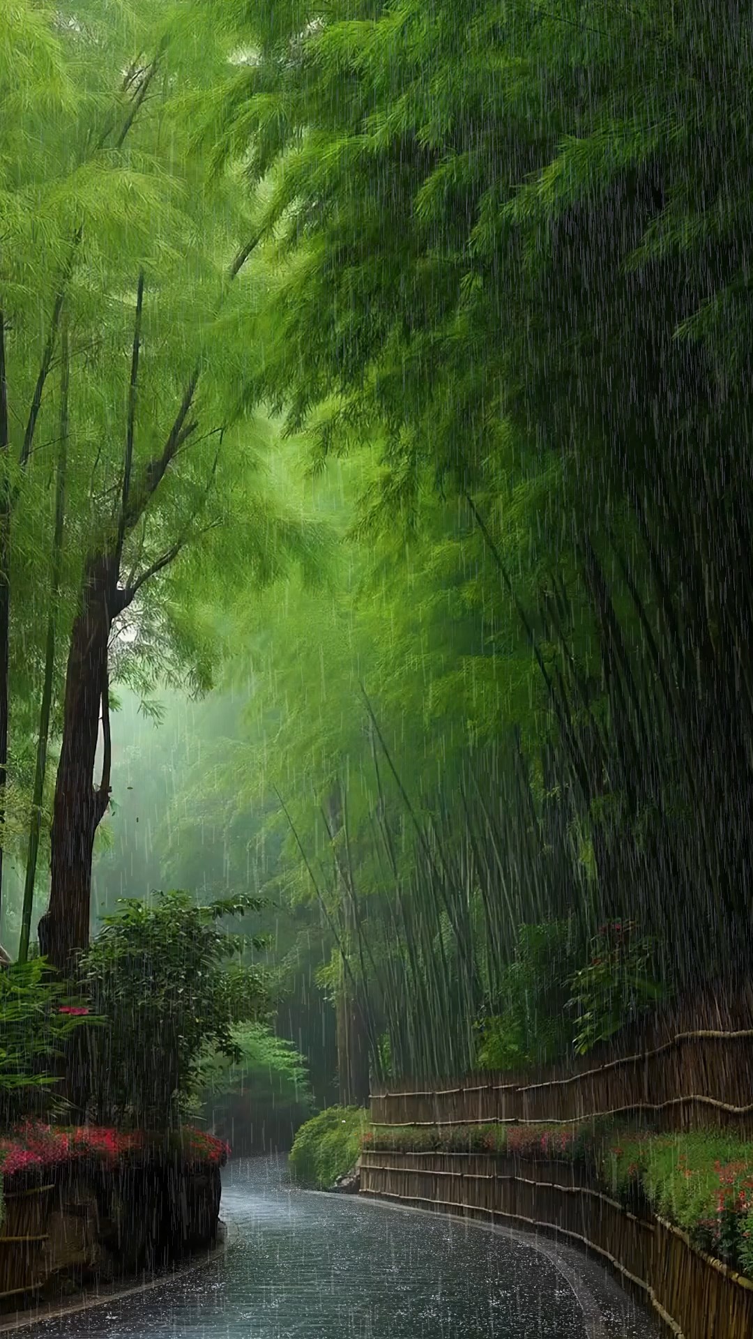 竹林下雨意境壁纸