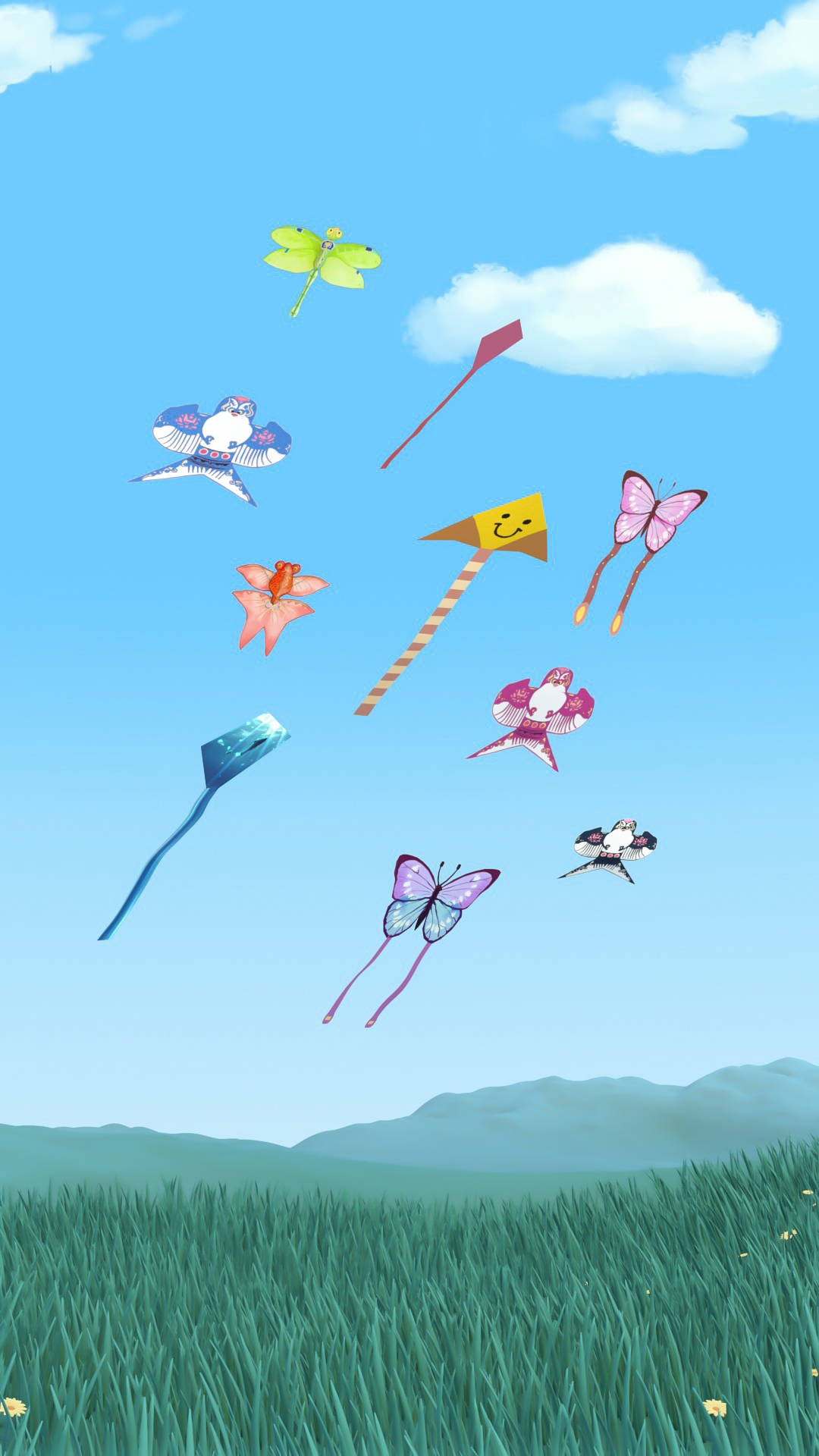 自在草原，风筝翱翔