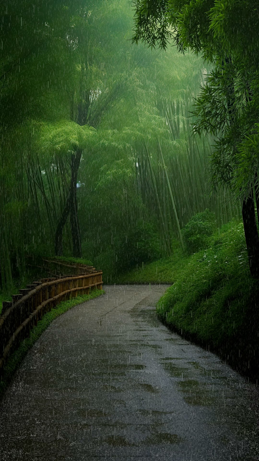 竹林遇雨