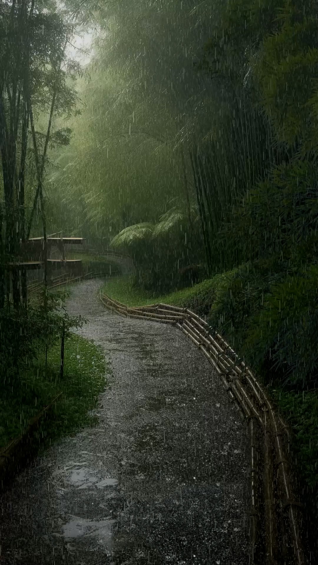 竹林下雨
