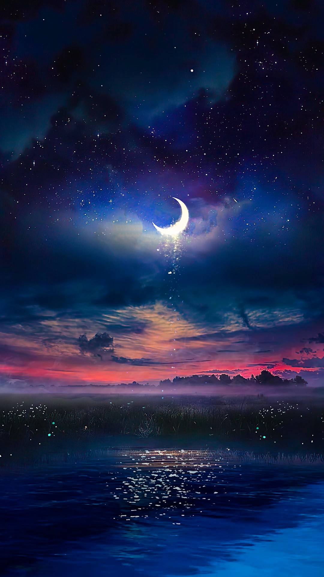 超唯美弯月夜空