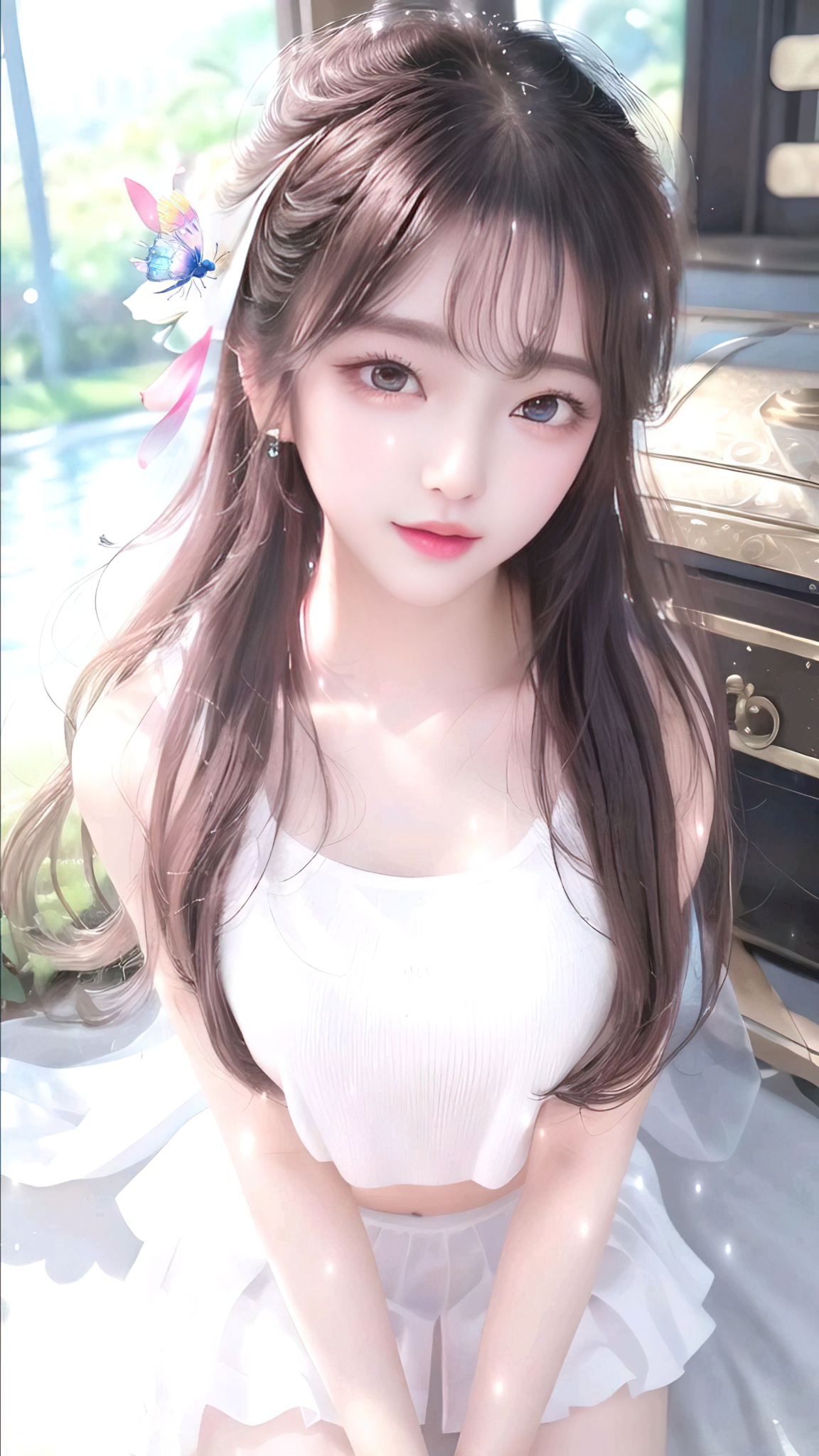 4K 白纱裙的高中妹