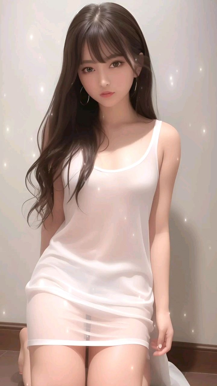 4K 透明白纱的少女