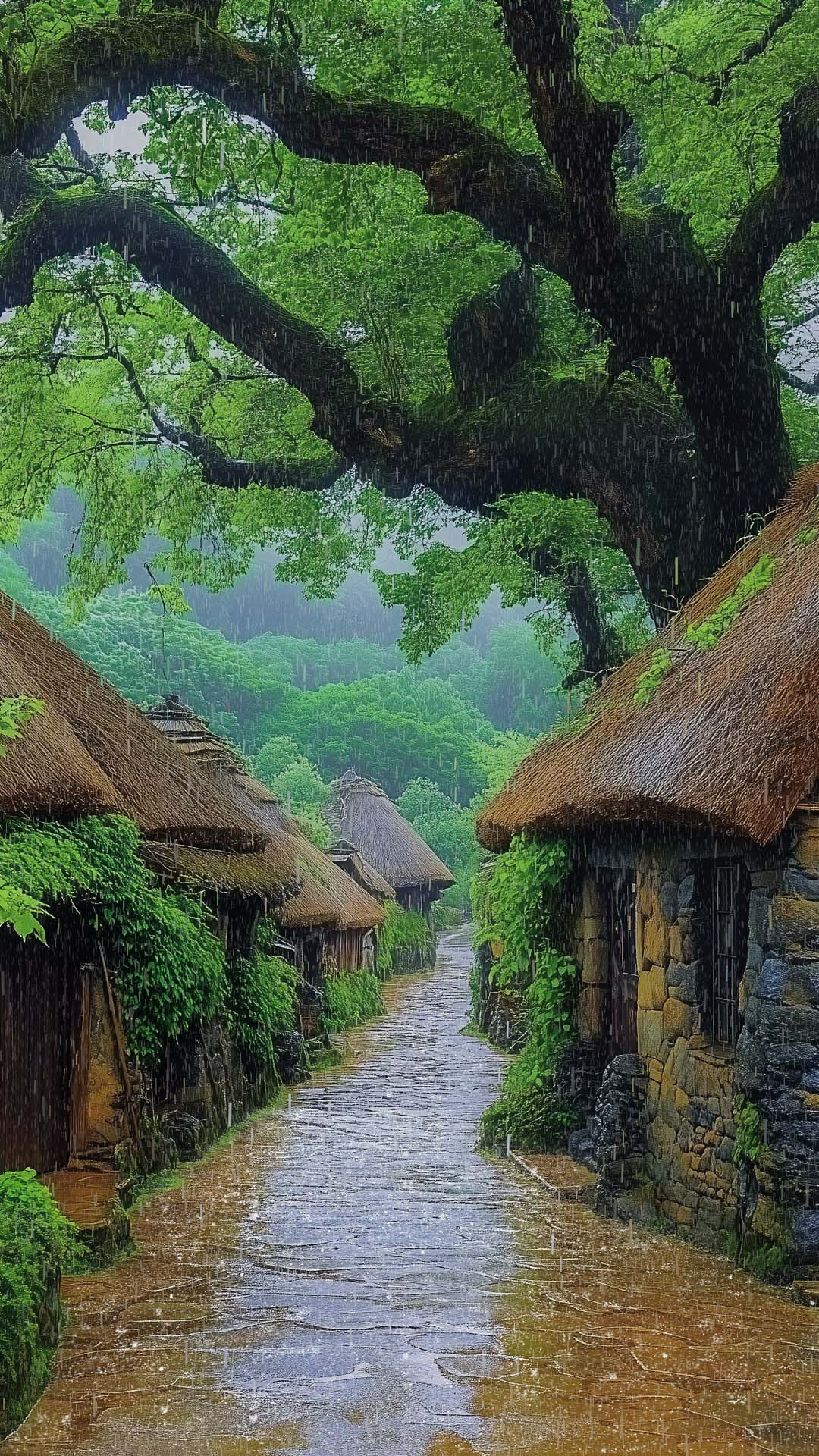 雨天村落
