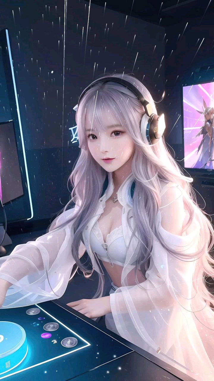 4K 带耳机的DJ少女