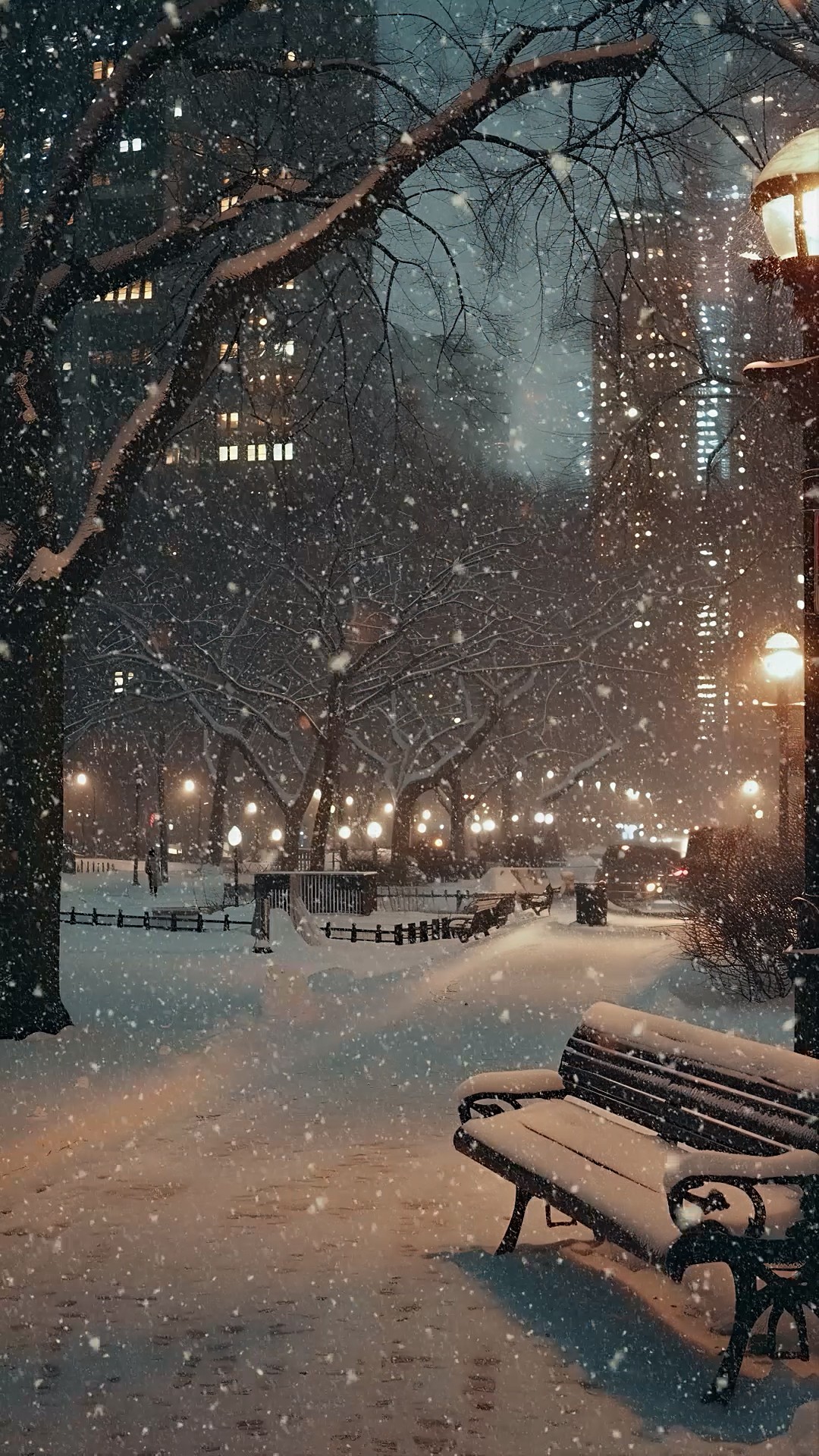 夜晚雪景