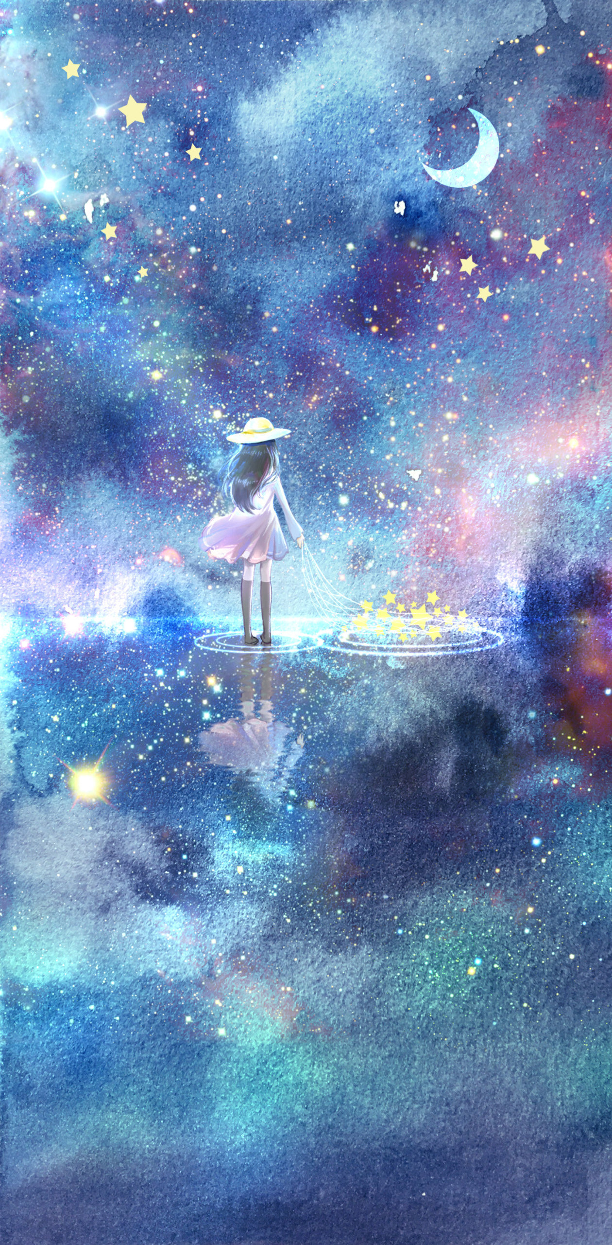 收集星星的少女微信壁纸