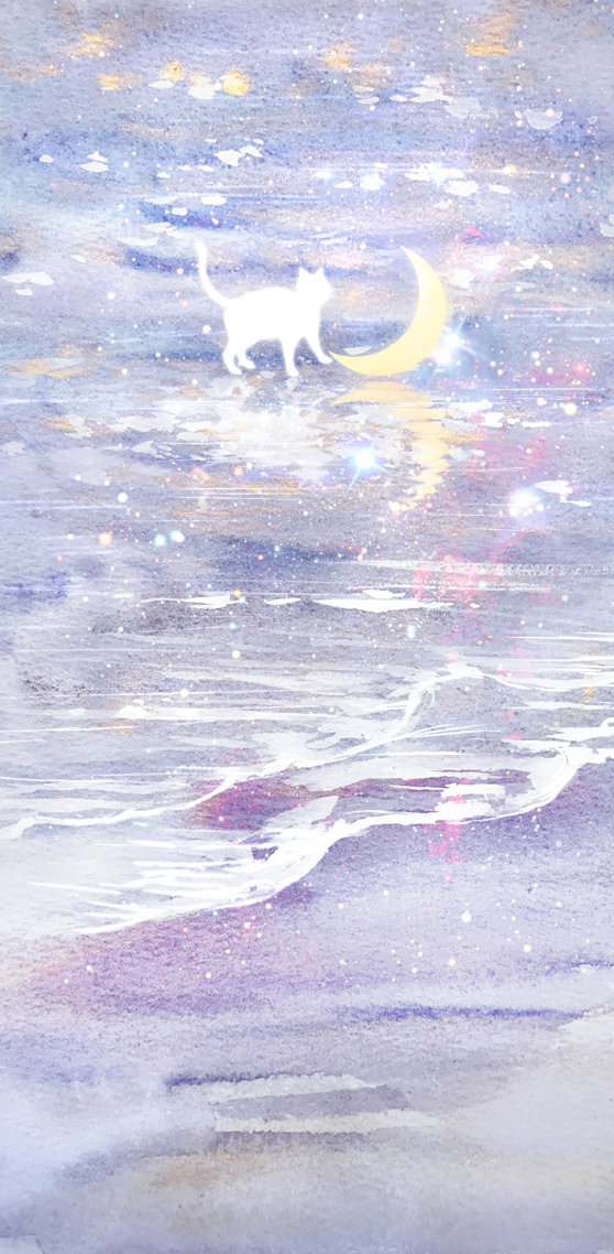 猫猫与月微信聊天背景图高清