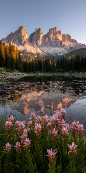 金山映镜，花染晨辉