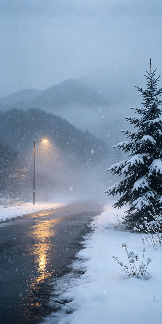 路灯大雪