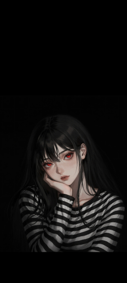 暗黑红瞳少女氛围感锁屏