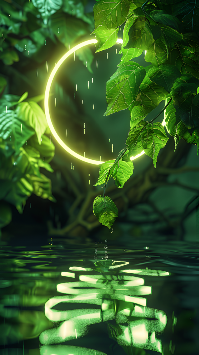 水中绿叶光环