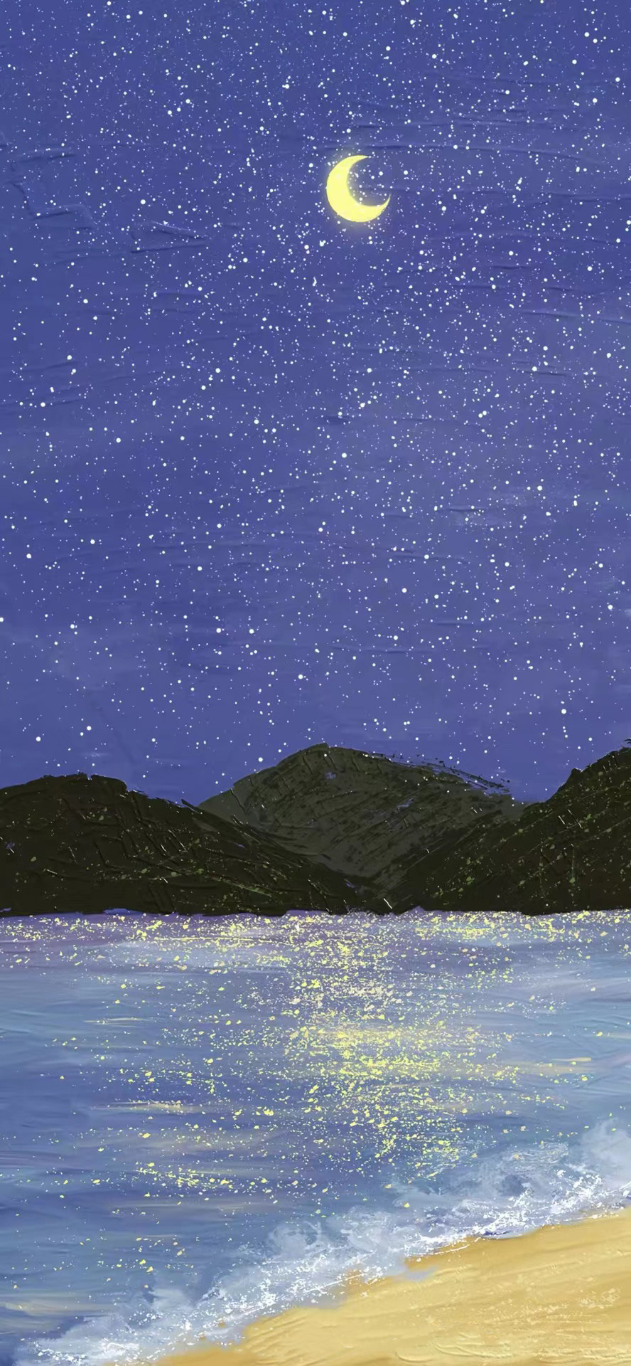 微信屏保壁紙星空海灘
