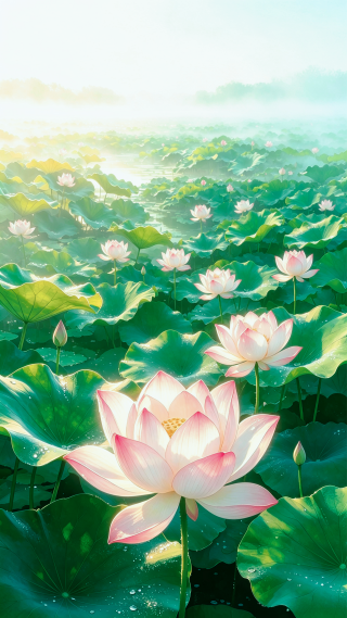 荷花接天莲叶无穷碧