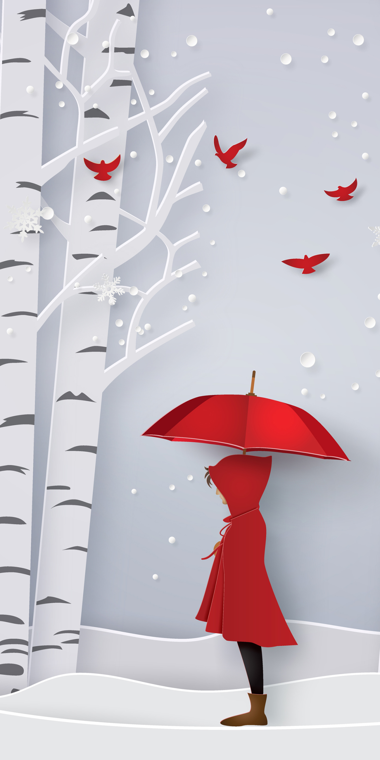 #剪紙之大雪紅衣微信背景圖高清