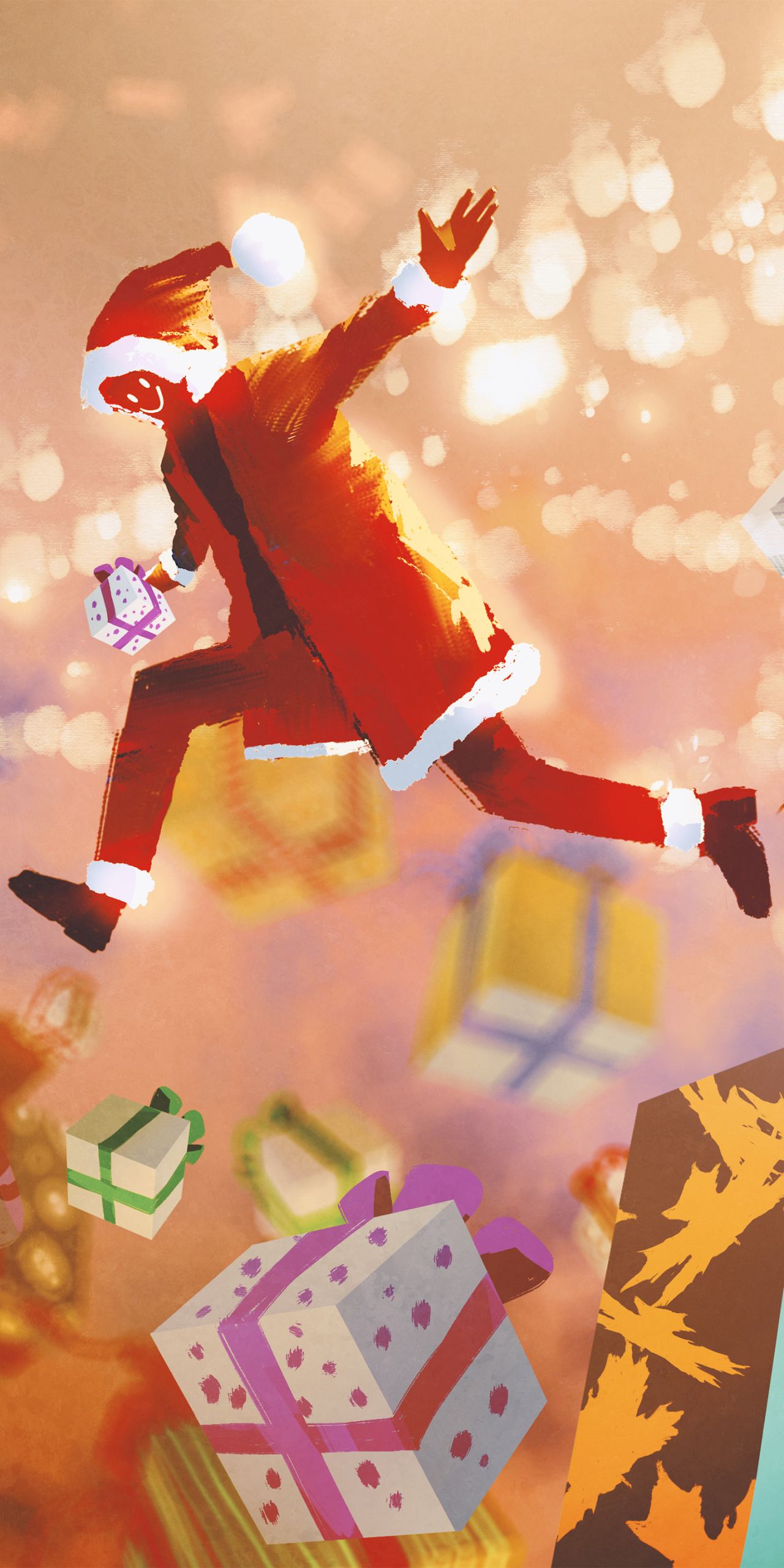 屏保圖片手機壁紙【奔走的聖誕老人】