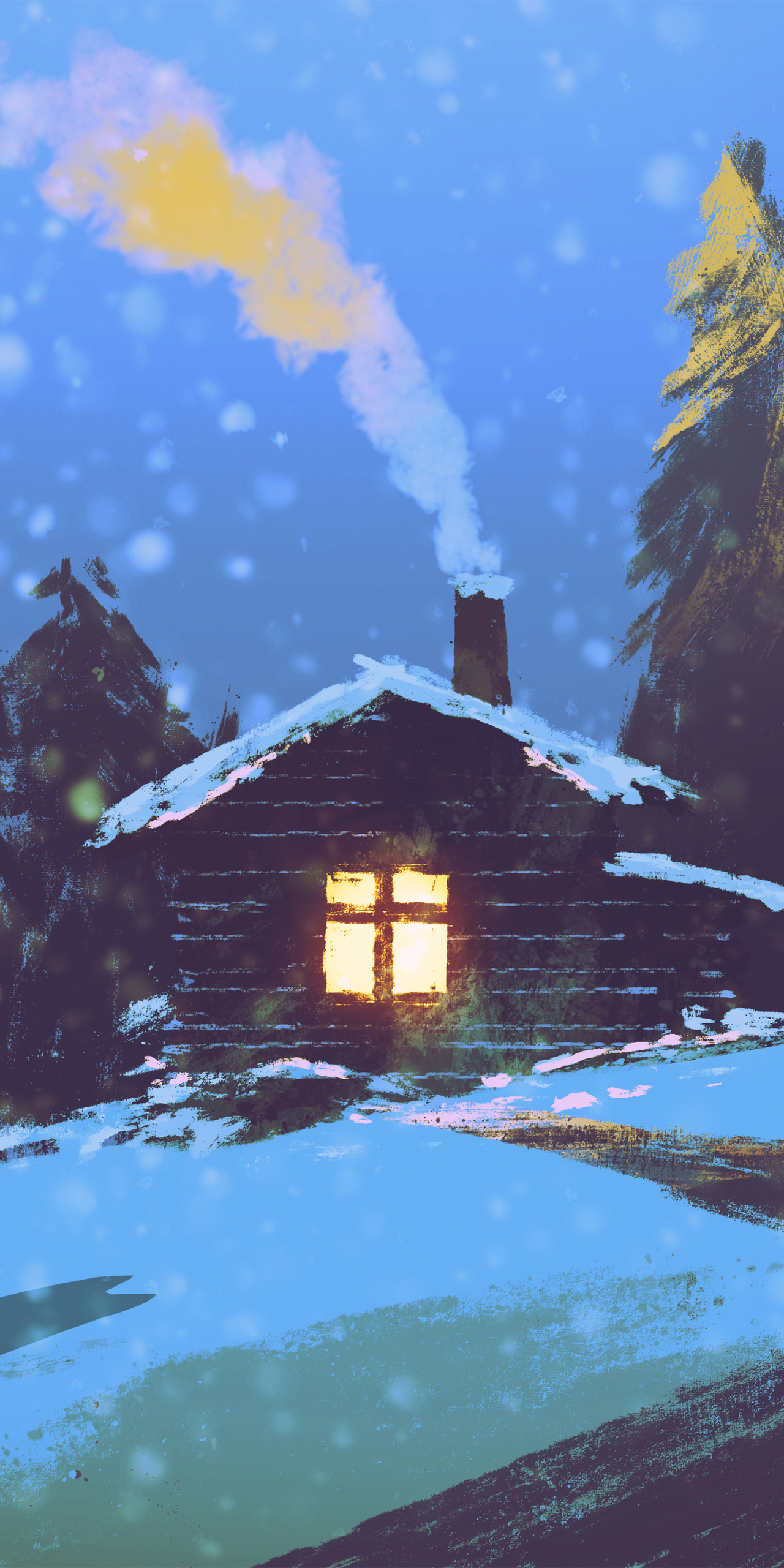 微信壁紙【雪景里的小屋】