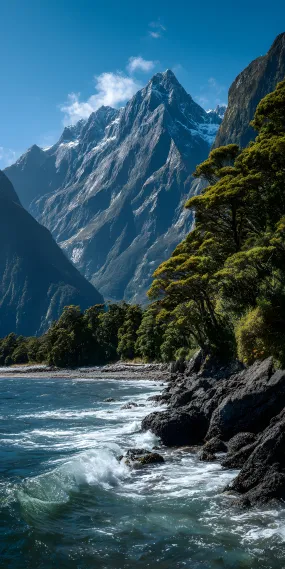 米尔福德峡湾的峰与浪