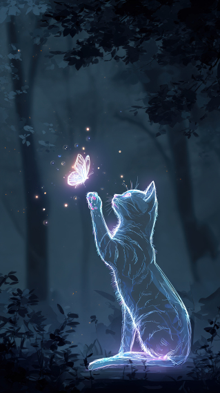捉蝴蝶的猫咪