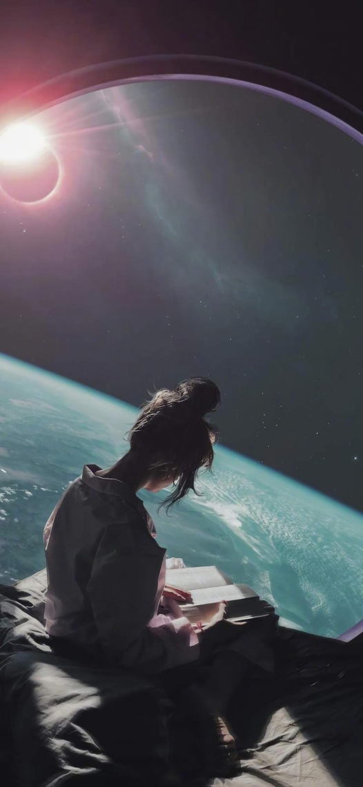 在太空學習微信背景壁紙