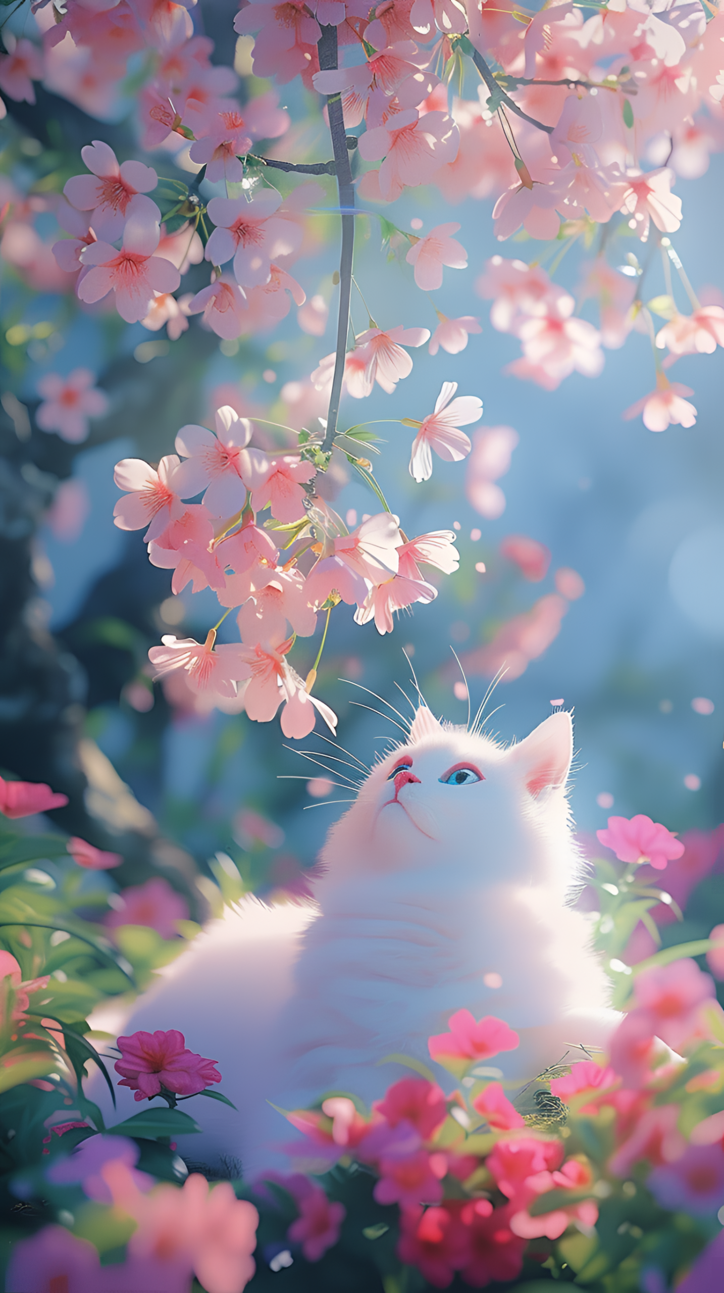 治愈唯美貓與花
