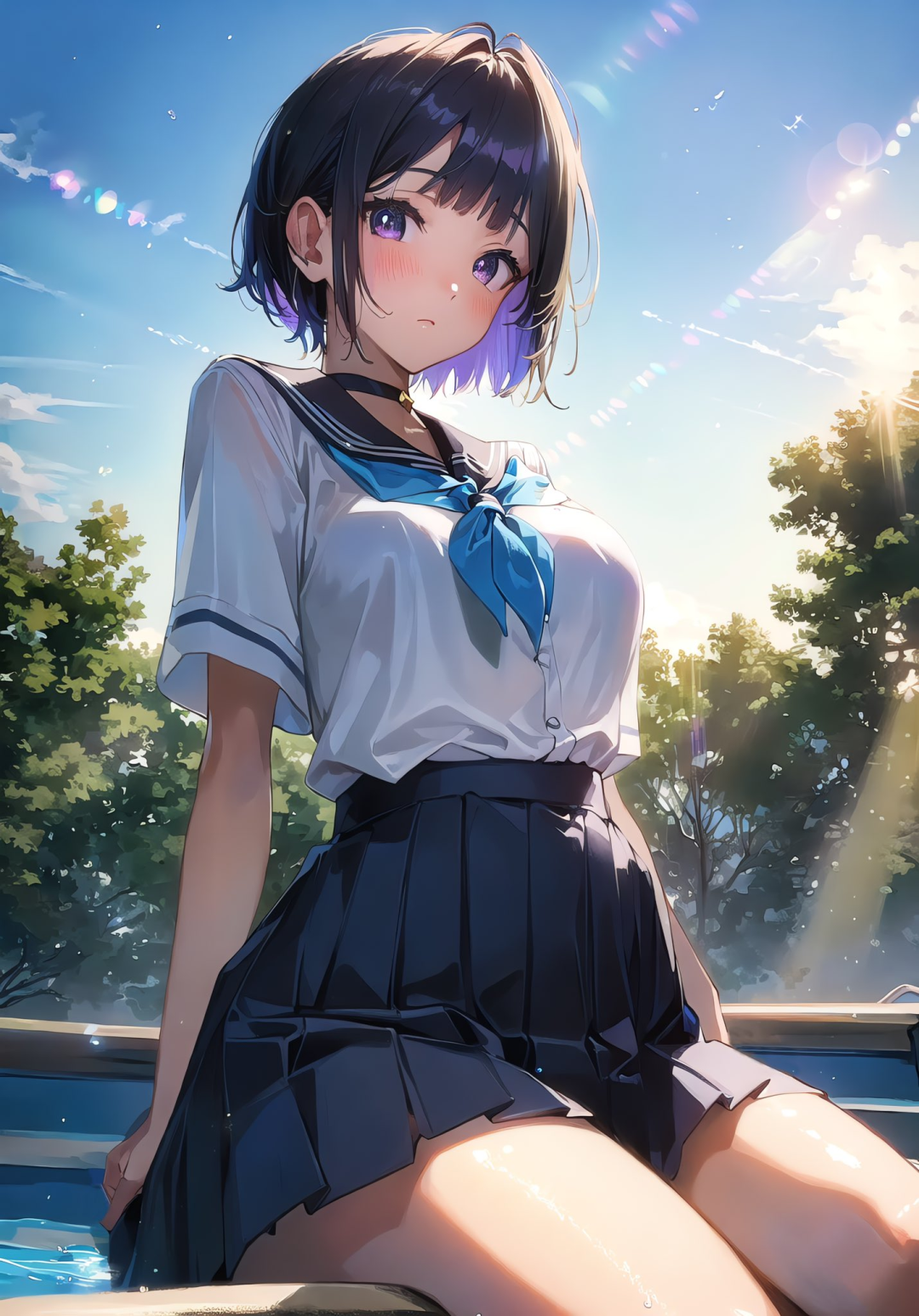 4K 水池邊的少女