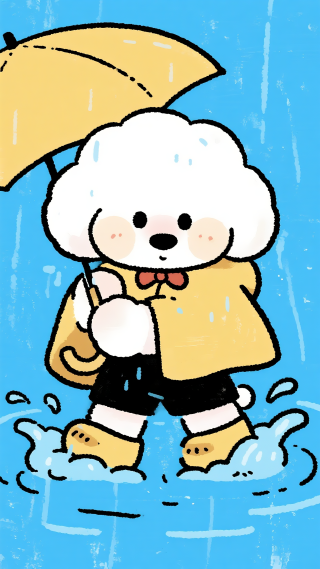 雨中可爱比熊