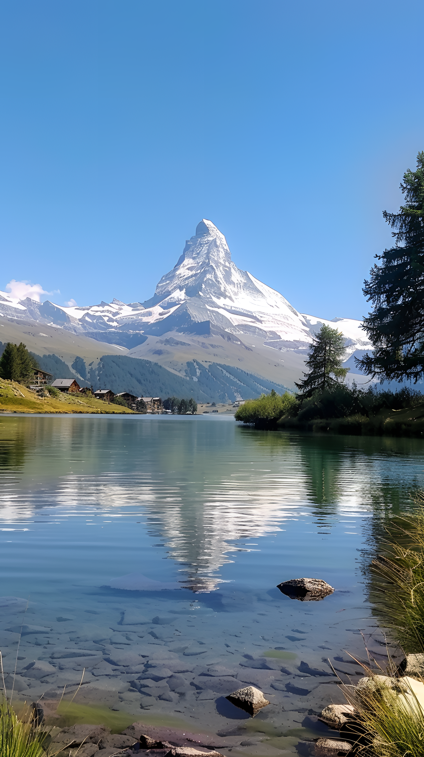 雪山湖水