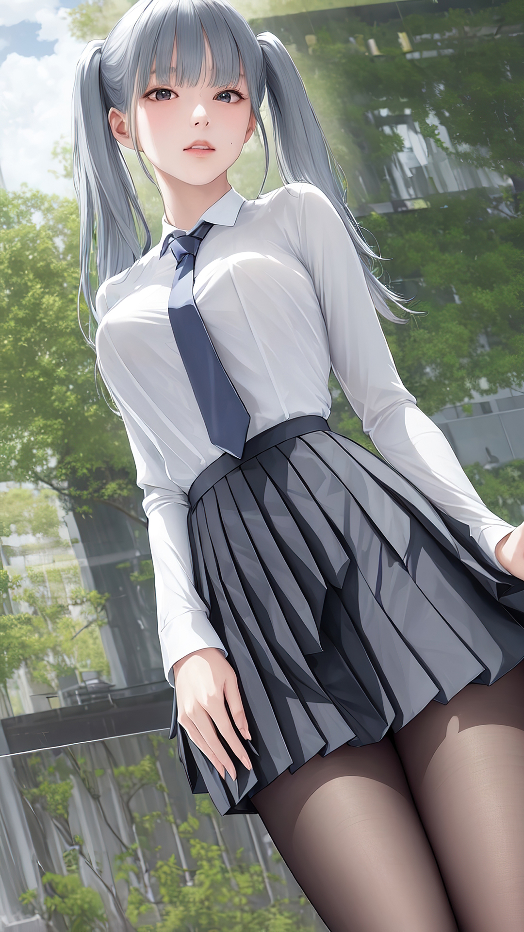 百褶裙美少女