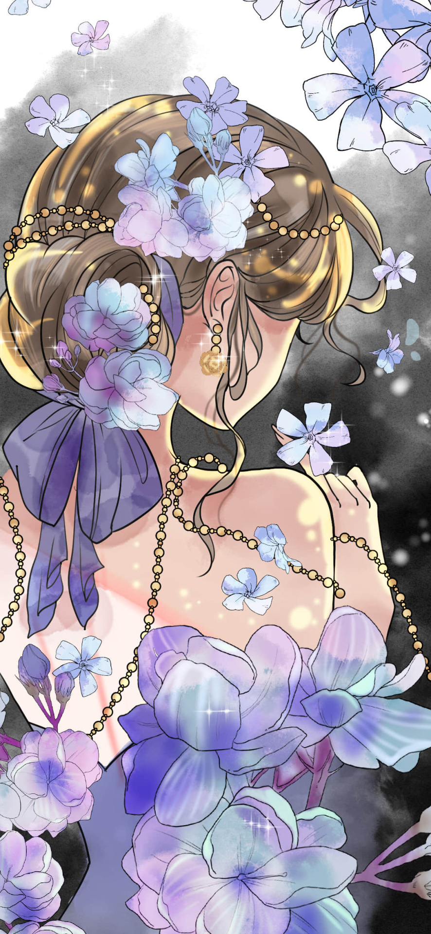 少女的背影二次元微信背景圖