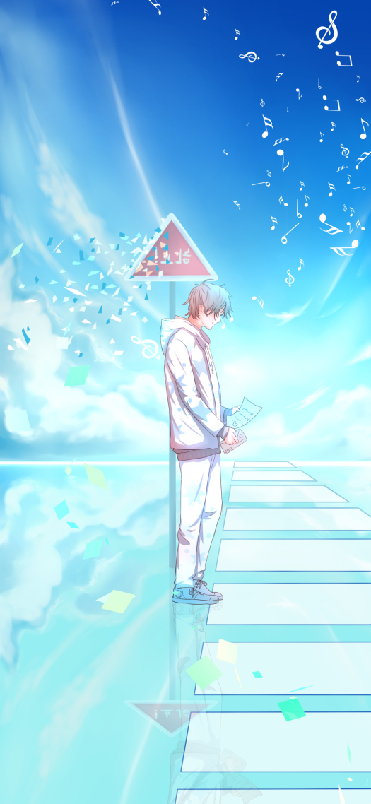 手機背景圖片藍色少年