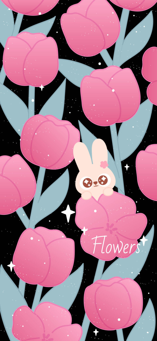 星空下的粉色郁金香