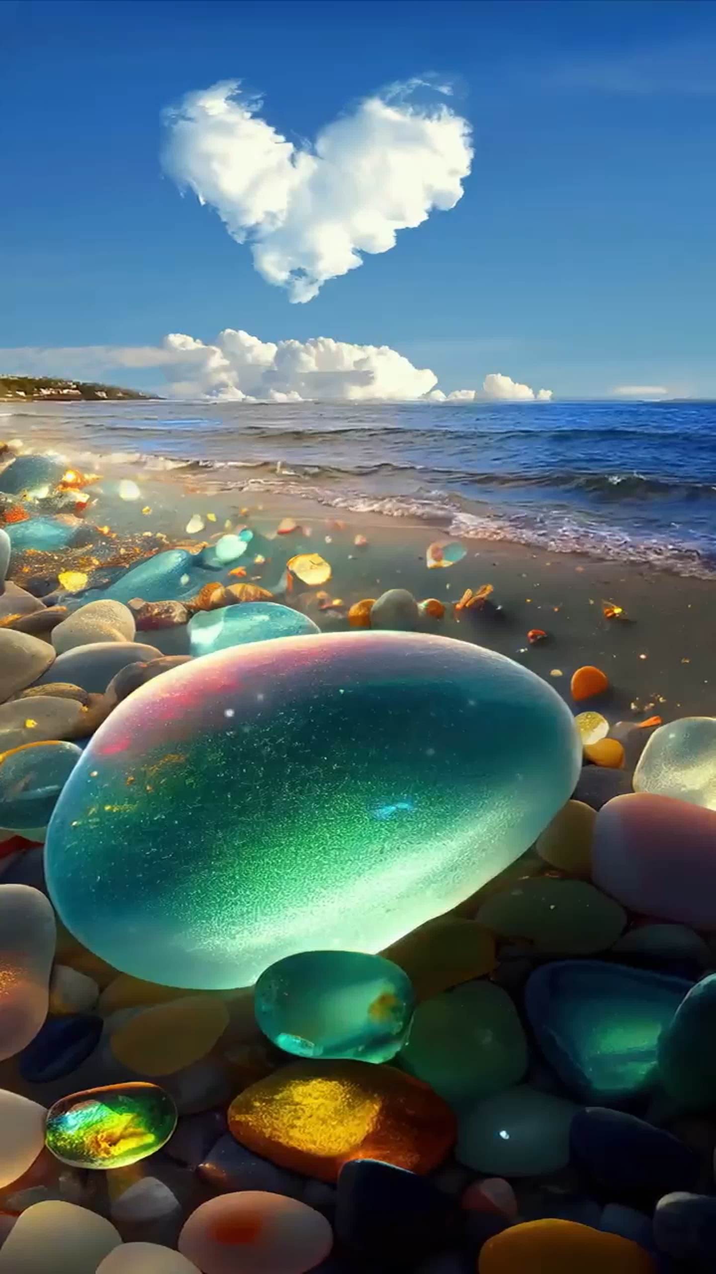 4K浪漫海灘石