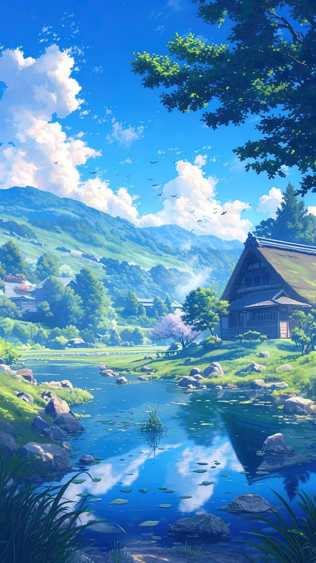山林湖畔小屋