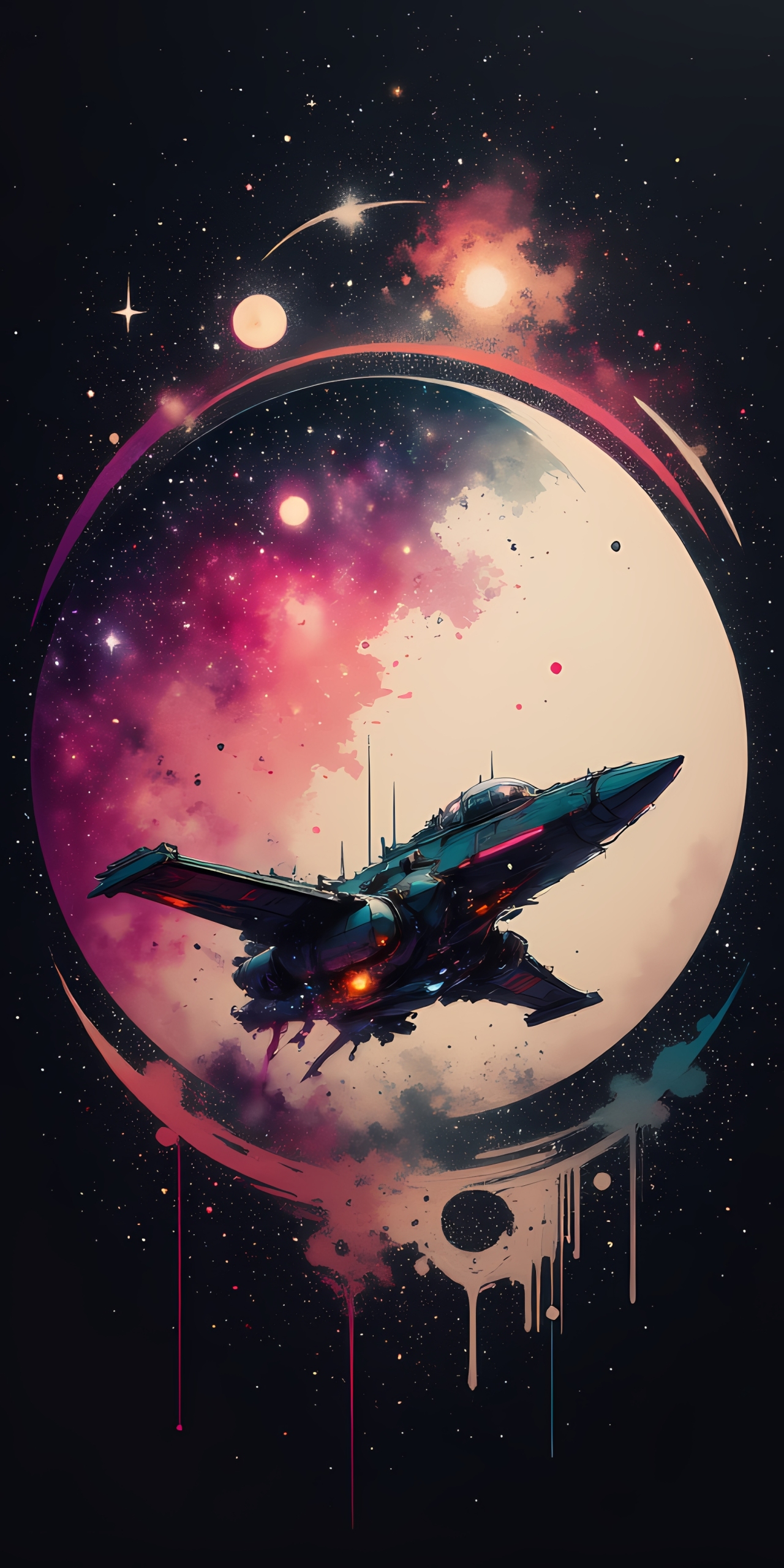 潑墨風格宇宙飛船