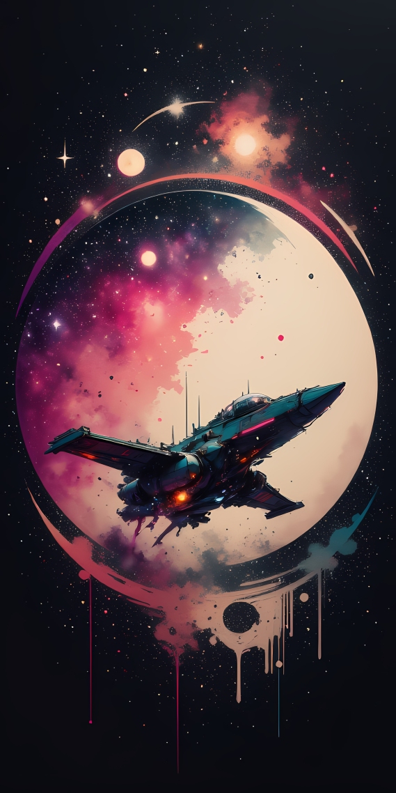 潑墨風格宇宙飛船
