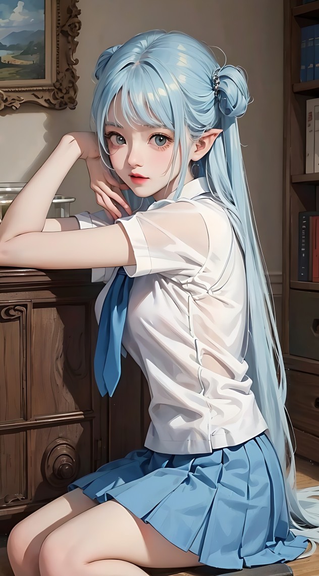 清新藍女學生